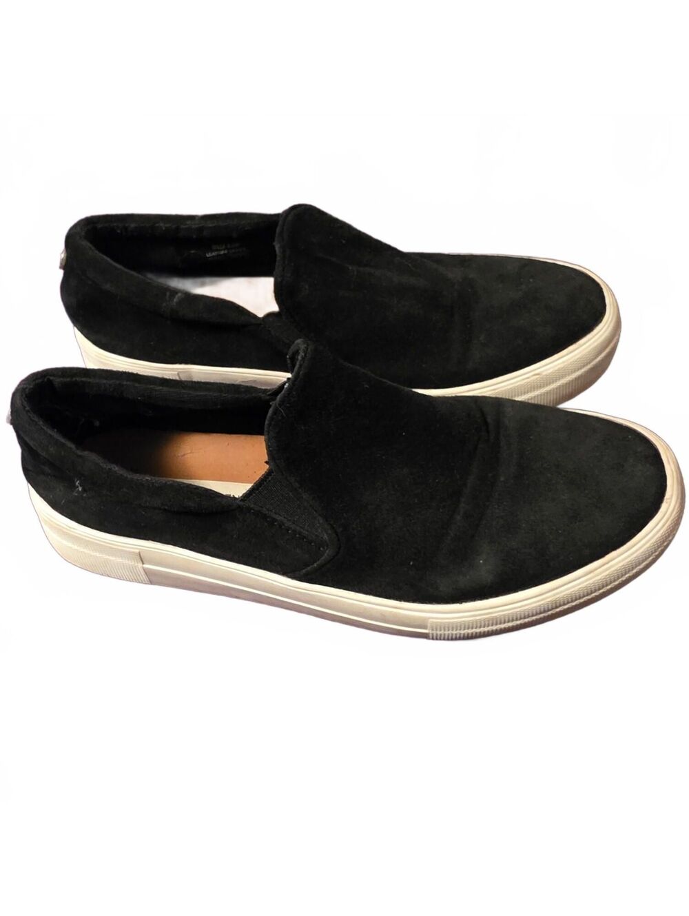 Wmn's 8.5 - Steve Madden Gills Black Real Suede Platform Slip On Sneakers